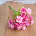 Artificial pink rose bouquet detail shot, ideal for wedding decoration and home floral styling. - Pink