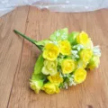 Bouquet de roses artificielles jaunes pour decoration interieure, accessoires de mariage et fleurs. - Jaune