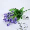 Artificial silk flower bouquet purple tulip buds home decoration plant ornament detail - Purple