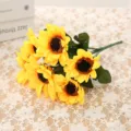 Bouquet de Tournesols Artificiels Jaunes Fleurs en Soie Décoration de Salon Maison - Tournesol à 7 têtes