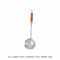 Roestvrijstalen keukenschuimspaan met houten handvat, 41,8 cm lang 12 cm diameter zeeflepel - 12cm Vergiet Zonder Haak