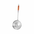 Schiumarola in acciaio inossidabile con manico in legno per cucina e frittura pro - Scolapasta 18cm Con Gancio