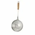 Stainless Steel Skimmer Spoon with Wood Handle 18cm Kitchen Mesh Strainer for Cooking - 18cm With Hook