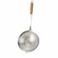 Stainless steel skimmer strainer with wooden handle, 20cm diameter kitchen fried food colander. - 20cm With Hook