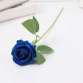 Single branch artificial blue velvet rose flower for home wedding decoration and gifts - Pearl Rose Blue