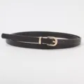Damen schimmernder schwarzer Ledergürtel minimalistischer Taillengürtel für Kleider und Jeans - Kaffeebraun