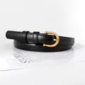 Schwarzer Ledergürtel für Damen Mode lässig minimalistischer schmaler Taillengürtel neu - 105cm / Schwarz
