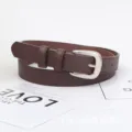 Stilvoller brauner Damen Ledergürtel mit klassischer Dornschließe für den Alltag. - Kaffeebraun / 105cm