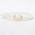 Ceinture fine blanche pour femme avec boucle dorée minimaliste élégante pour pantalon robe - Blanc