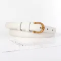 Ceinture en cuir blanc minimaliste pour femme avec boucle dorée, accessoire chic et tendance. - 105cm / Blanc