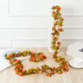 Guirlande de vigne de fleurs artificielles rose orange pour deco de fond de mur de mariage - Pivoine d'Automne Coucher de Soleil