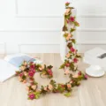 Guirlande de fleurs de roses artificielles pour mariage fête décoration murale photo - Pivoine d'Automne Rose Fuchsia