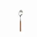 Stainless steel soup spoon with wooden handle, 202mm length, home kitchen cooking utensil. - Pointed Spoon