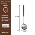 Stainless steel soup ladle with walnut wood handle, kitchen cooking spoon for home use. - Soup Spoon