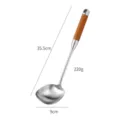 Roestvrijstalen soeplepel met houten handvat, 35.5cm keuken kooklepel opscheplepel - 316L Roestvrijstalen Soeplepel (Vierkant) / 35.5x9cm