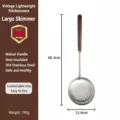 Stainless steel slotted spoon with walnut wood handle, kitchen colander size 40.3cm, durable. - Skimmer