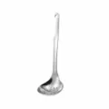 Stainless steel slotted spoon kitchen hot pot ladle with long handle and hanging hole - Smooth Handle Colander / Natural