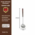 Stainless steel colander with walnut wood handle, kitchen slotted spoon, 29.6cm length, 91g. - Small Slotted Spoon