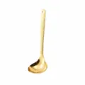 Gold stainless steel soup spoon with hammered handle, 23.5cm length and 7cm width, kitchen tool. - Hammered Spoon / Gold