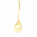 Gold 304 stainless steel soup spoon kitchen ladle with hanging hole and weight specifications. - Smooth Handle Spatula / Gold
