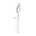 Luxury 304 stainless steel dinner spoon with white bamboo handle 20cm tableware - Transparent White - Dinner Spoon