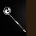 Stainless steel soup ladle with long wooden handle kitchen cooking tool 35.5cm long - 316 Stainless Steel Colorful Wood Handle Soup Spoon
