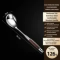 Premium 316 stainless steel soup ladle with ergonomic wooden handle, durable kitchen cooking tool. - 316 Stainless Steel Colorful Wood Handle Rice Spoon