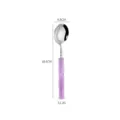 Luxury 304 stainless steel spoon with creative purple bamboo handle for dining table. - Purple - Round Spoon