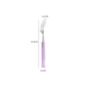 Luxury stainless steel fork with purple bamboo handle, 14.8cm long, elegant table cutlery. - Purple - Tea Fork