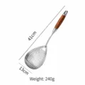 Espumadera de Acero Inoxidable con Mango de Madera Mediana 41cm Cocina Colador Fritura - Colador de Gota de Madera de Palo de Rosa 304 (Pequeño)