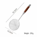 Stainless steel skimmer spoon with wooden handle, 304 food-grade kitchen strainer tool. - Wire Colander 14cm (304 Rosewood Handle)