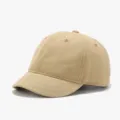 Detail shot of the khaki short brim baseball cap, highlighting soft top and breathable eyelets. - Adjustable / Khaki