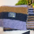 Sciarpa a righe in lana lavorata a maglia da donna, inverno caldo accogliente spesso collo moda - A Righe Blu Marino Viola