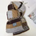 Cozy colorblock knitted scarf for women, thick warm wool blend winter neck warmer accessory. - Gray Brown Striped