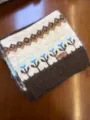 Wool blend fair isle jacquard knitted scarf blue winter warm neck guard warm accessory - Coffee