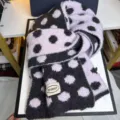 Korean style wool blend polka dot reversible knit scarf for women winter warm cozy neck warmer. - Grey Purple