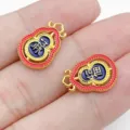 Stile cinese antico oro smalto zucca ciondoli fortunati per gioielli fai da te collane - Zucca Fu Lu Oro Lucido (28496) / 1 Pezzo (16x11.5x1.5mm) / Blu