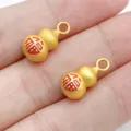 Ciondolo Zucca Dorata Ciondolo Stile Cinese Portafortuna Gioiello DIY Collana - Zucca Fu Oro Opaco Antico (22749) / 1 Pezzo (16x8mm) / Rosso