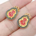 Ciondolo zuppa smaltato oro rosso blu portafortuna fai da te accessori per bigiotteria - Zucca Fu Lu Oro Lucido (22804) / 1 Pezzo (16x11mm) / Rosso