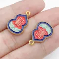 Ciondolo a forma di zucca smaltata oro carattere Fu accessori gioielli DIY rosso blu - Zucca Fu Doppia Faccia Oro Lucido (22808) / 1 Pezzo (20x13mm) / Rosso