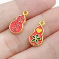 Ciondolo zucca smalto rosso dorato accessorio gioielli DIY portafortuna per collana o orecchini. - Zucca della Ricchezza Oro Opaco (28492) / 1 Pezzo (15.5x8.5x1.5mm) / Rosso