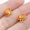 Pendente zucca oro rosso accessorio gioielli DIY, amuleto portafortuna cinese per collana orecchino. - Sacchetto di Soldi Fu Doppia Faccia (28493) / 1 Pezzo (11x9x5mm) / Rosso