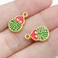 Ciondolo a zucca smaltato oro per accessori fai da te collana orecchini gioielli - Zucca Fu Doppia Faccia Oro Opaco Antico (28497) / 1 Pezzo (15x9x2mm) / Verde