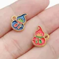 Ciondolo a Zucca Smaltato Dorato Ciondolo DIY per Collana Orecchini Accessori Gioielli - Zucca Oro Opaco (28498) / 1 Pezzo (12x9x1.5mm) / Rosso-Blu