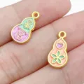 Ciondolo a forma di zucca smaltata placcato oro con caratteri fortunati per gioielli fai da te. - Zucca della Ricchezza Oro Opaco (28511) / 1 Pezzo (15.5x8.5x1.5mm) / Rosa arancione