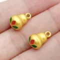 Ciondoli a zucca smaltati dorati per collane fai da te e creazione di gioielli artigianali. - Zucca Oro Opaco (28548) / 1 Pezzo (13x9x9mm) / rosso e verde