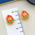 Ciondolo zucca in smalto oro antico stile cinese accessori per gioielli DIY collana - Perla Zucca Fu a Foro Dritto Doppia Faccia (22486) / 1 Pezzo (11x10mm) / Colore Fu Oro Opaco