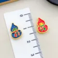 Ciondolo a zuppa smaltato blu e rosso accessorio gioielli DIY finitura oro antico elegante - Perla Zucca con Foro Orizzontale Doppia Faccia (22665) / 1 Pezzo (12x9mm) / Rosso-Blu
