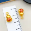 Ciondolo zucca d'oro in stile cinese accessorio per gioielli fai da te con smalto rosso - Zucca Carattere Fu (22749) / 1 Pezzo (16x8mm) / Rosso