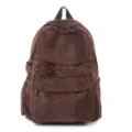 Vintage brown suede women backpack large capacity casual school book bag for daily campus use - Coffee